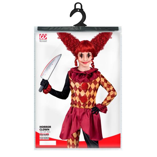 Disfraz Payaso de Terror niña– Chaqueta, Gorguera y Pantalones
