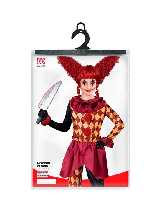 Disfraz Payaso de Terror niña– Chaqueta, Gorguera y Pantalones