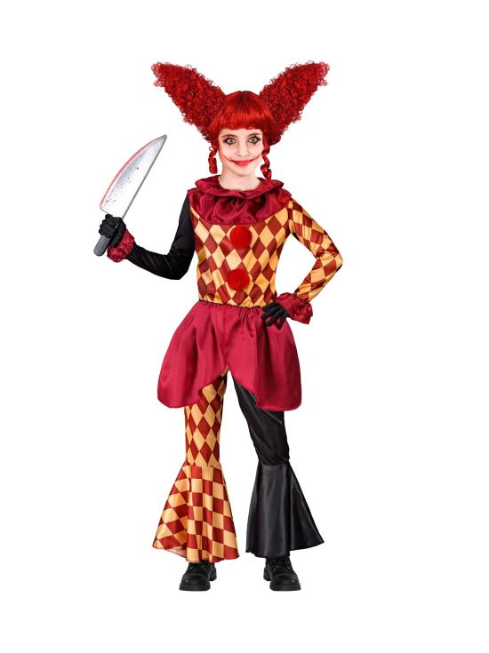 Disfraz Payaso de Terror niña– Chaqueta, Gorguera y Pantalones