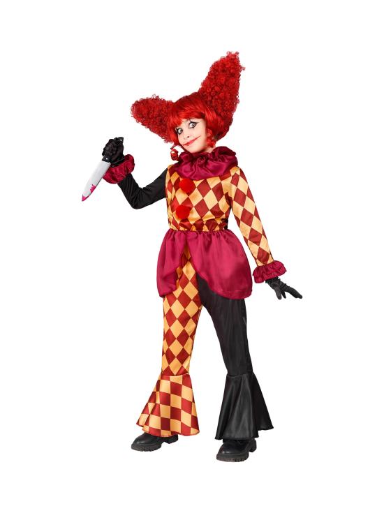Disfraz Payaso de Terror niña– Chaqueta, Gorguera y Pantalones