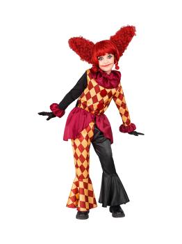 Disfraz Payaso de Terror niña– Chaqueta, Gorguera y Pantalones