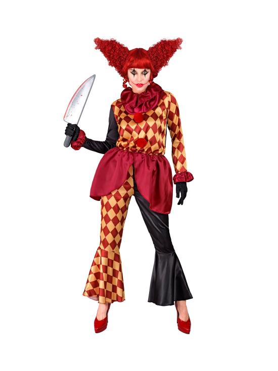 Disfraz Payaso de Terror para Mujer – Chaqueta, Gorguera y Pantalones
