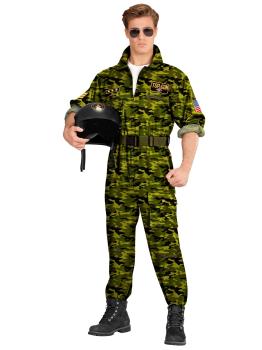 Disfraz Piloto de Combate Top GUn Camuflaje adulto