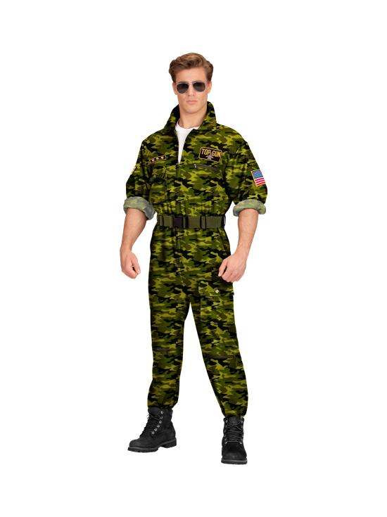Disfraz Piloto de Combate Top GUn Camuflaje adulto