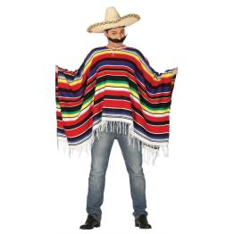 Disfraz poncho Mexicano Multicolor para adultos