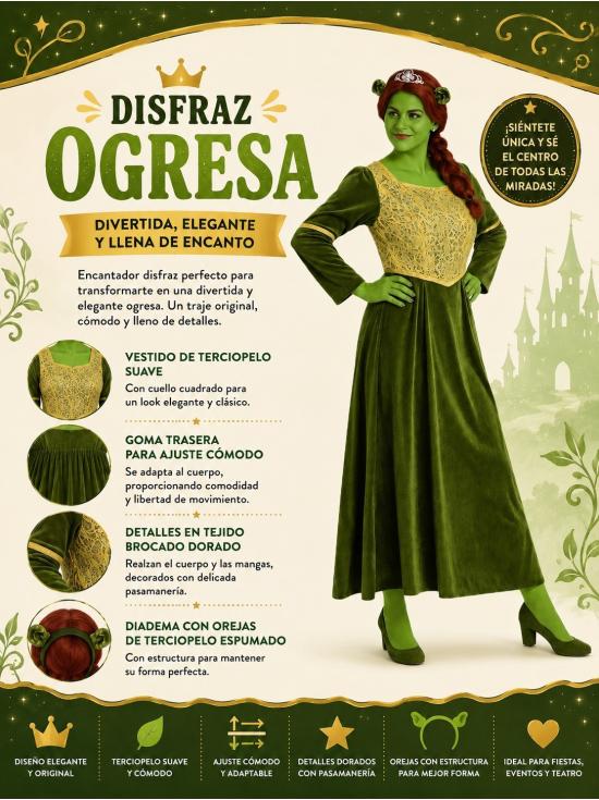 Disfraz Princesa Medieval Fiona para Adulta
