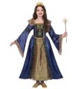 Disfraz Reina Medieval Azul Lujo para Niña