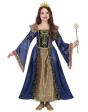 Disfraz Reina Medieval Azul Lujo para Niña