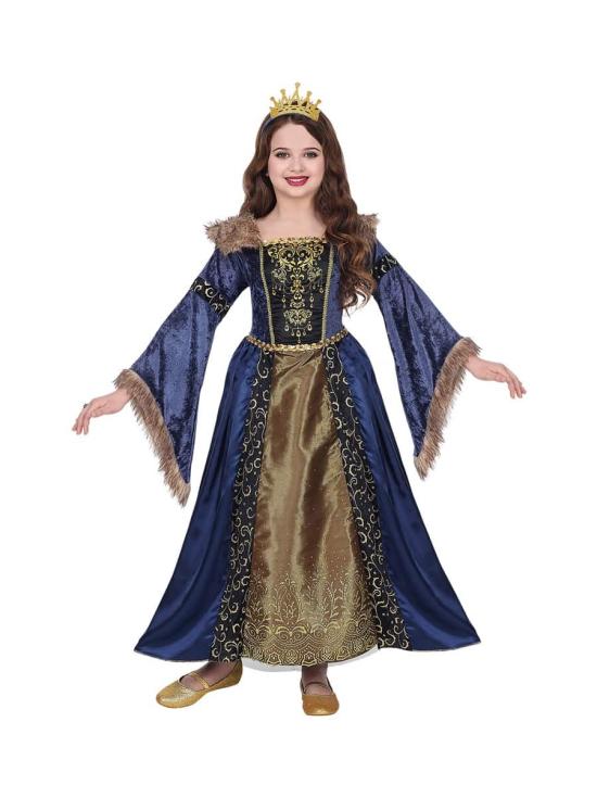 Disfraz Reina Medieval Azul Lujo para Niña