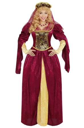 Disfraz Reina Medieval Red Lujo mujer