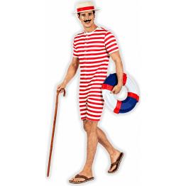 Disfraz Retro Traje de Baño Hombre Años 20 y 30 Rojo