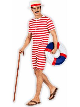 Disfraz Retro Traje de Baño Hombre Años 20 y 30 Rojo