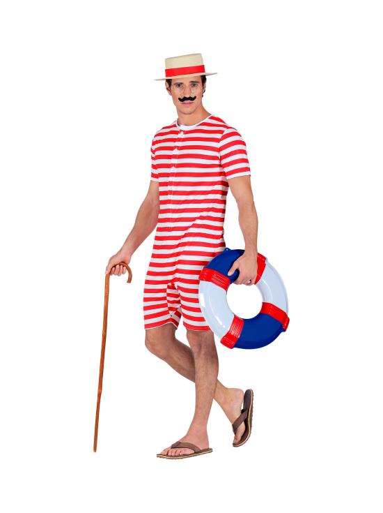 Disfraz Retro Traje de Baño Hombre Años 20 y 30 Rojo