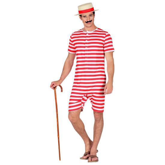 Disfraz Retro Traje de Baño Hombre Años 20 y 30 Rojo