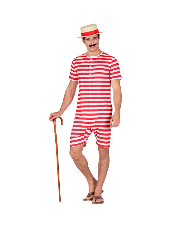 Disfraz Retro Traje de Baño Hombre Años 20 y 30 Rojo