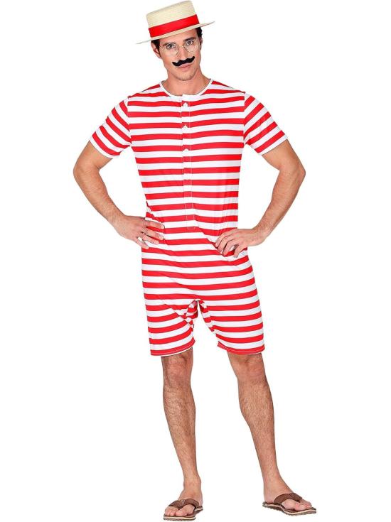 Disfraz Retro Traje de Baño Hombre Años 20 y 30 Rojo