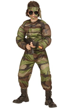 Disfraz Soldado Rambo Musculoso niño