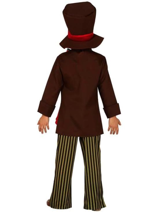 Disfraz Sombrerero Infantil – Camisa, Chaqueta, Pajarita, Pantalón y Sombrero para Niño