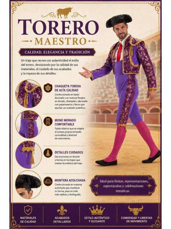 Disfraz Torero Rojo Traje de Luces para adulto