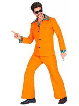 Disfraz Traje Disco Años 70 Naranja para Hombre