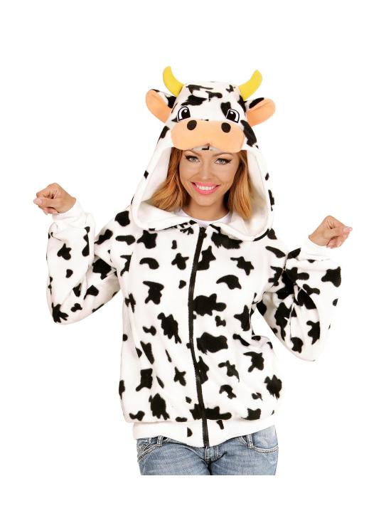 Disfraz Vaca, Sudadera con Capucha Unisex