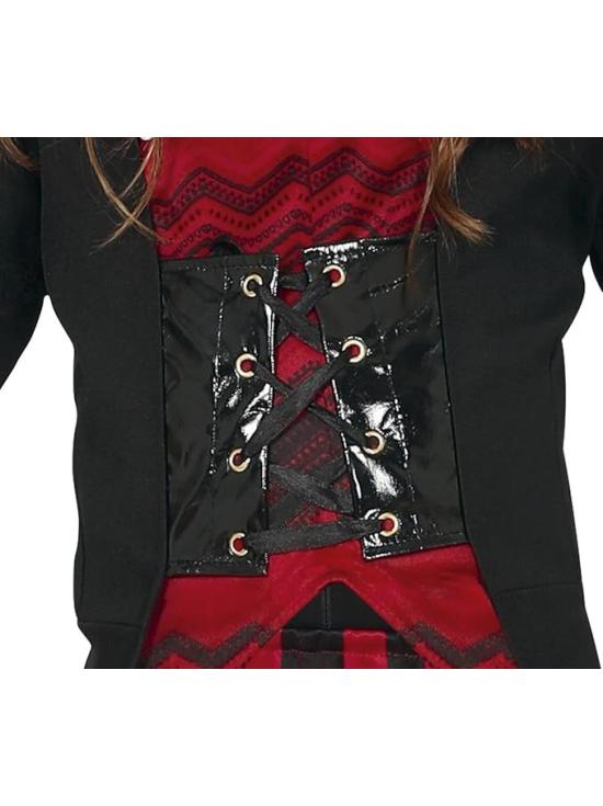 Disfraz Vudú Infantil – Chaqueta, Corset, Pantalón a Rayas, Sombrero con Plumas y Camisa