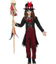 Disfraz Vudú Infantil – Chaqueta, Corset, Pantalón a Rayas, Sombrero con Plumas y Camisa