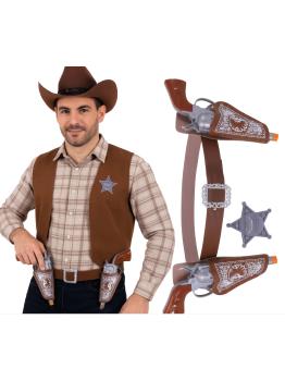 Dos cartucheras con pistola cowboy 20 cms