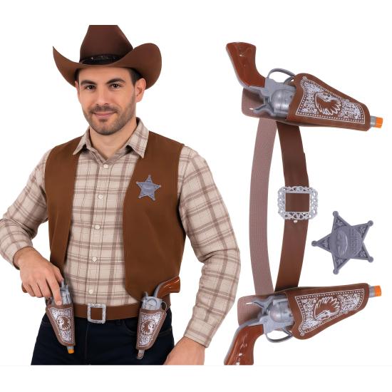 Dos cartucheras con pistola cowboy 20 cms