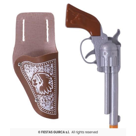 Dos cartucheras con pistola cowboy 20 cms