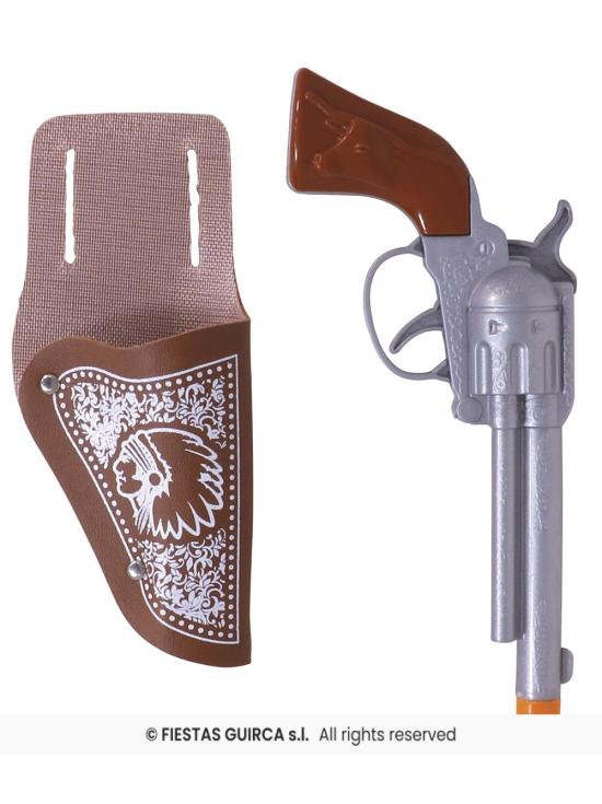 Dos cartucheras con pistola cowboy 20 cms