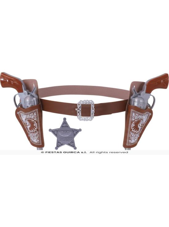 Dos cartucheras con pistola cowboy 20 cms