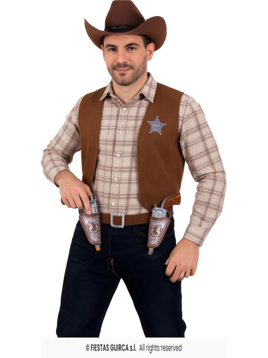 Dos cartucheras con pistola cowboy 20 cms