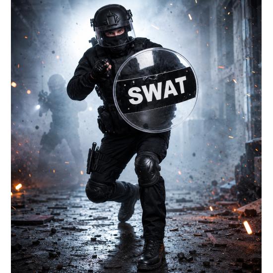 Escudo SWAT de 58 cm para disfraces de policía y fuerzas especiales
