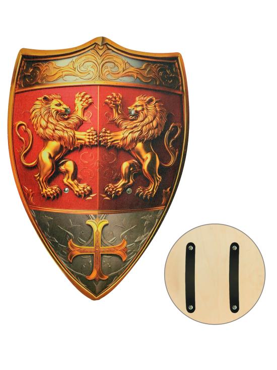 Escudo de Madera Corazón de León para Disfraces Medievales
