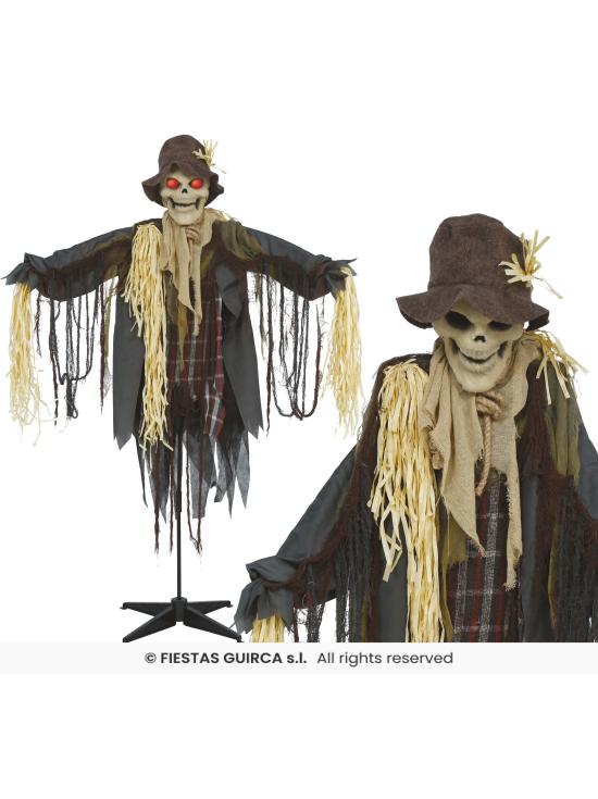 Espantapájaros Animado con Ojos Rojos para Halloween
