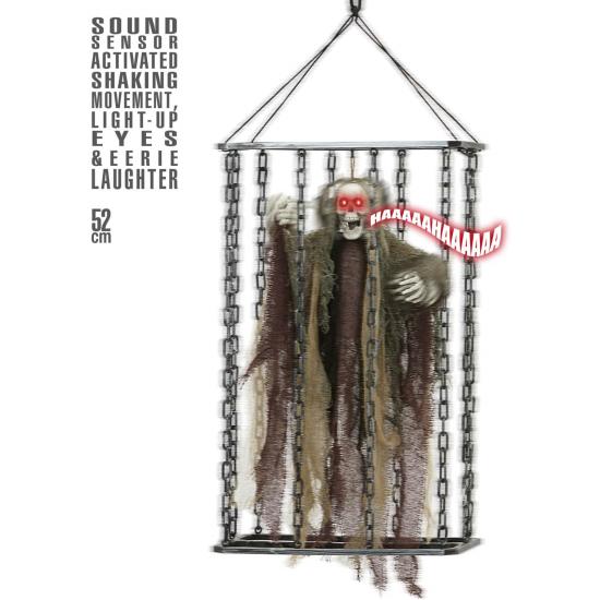 Esqueleto Animado Jaula Luces y Movimiento 52 cms Esqueleto Animado Jaula Luces y Movimiento 52 cms