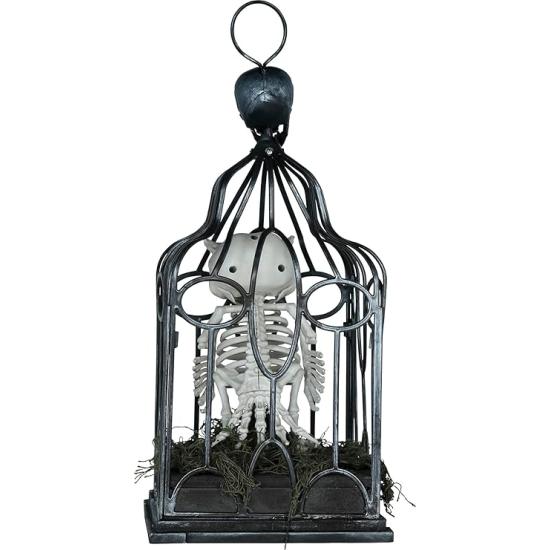 Esqueleto de Búho en Jaula con Luz, Sonido y Movimiento (33 cm)