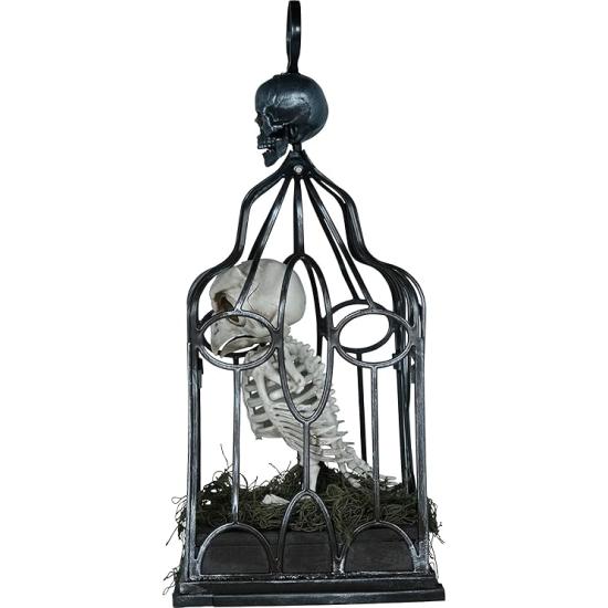 Esqueleto de Búho en Jaula con Luz, Sonido y Movimiento (33 cm)