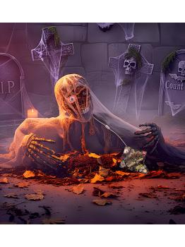 Esqueleto Zombie Rompesuelos con Movimiento 120 cms