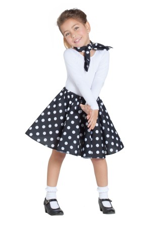 Falda Años 50  Negra con Pañuelo talla Infantil