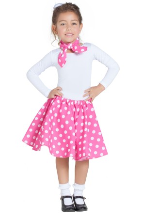 Falda Años 50  Rosa con Pañuelo talla Infantil