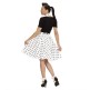 Falda de Lunares Blanca de los años 50 con Pañuelo grease talla única