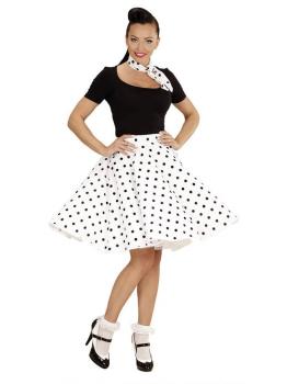 Falda de Lunares Blanca de los años 50 con Pañuelo grease talla única