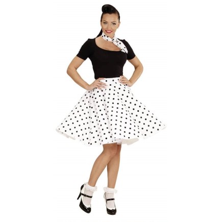 Falda de Lunares Blanca de los años Pañuelo grease talla única > Accesorios Textiles para Disfraces > Complementos para Disfraces > Faldas para Disfraces | Tienda de en Madrid, disfracestuyyo.com