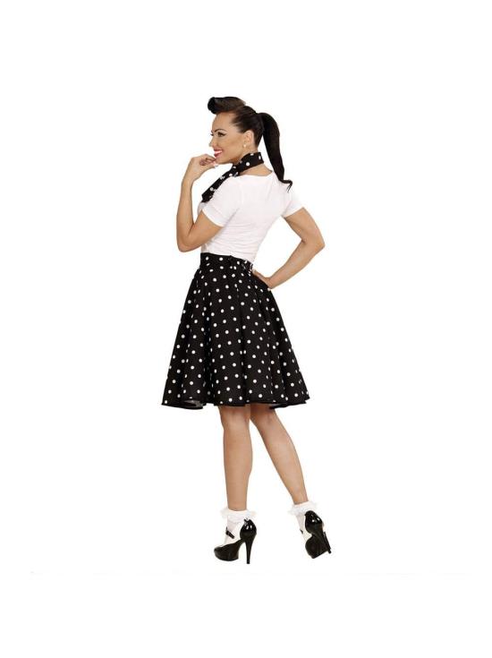 Falda de Lunares Negra de los años 50 con Pañuelo grease talla única