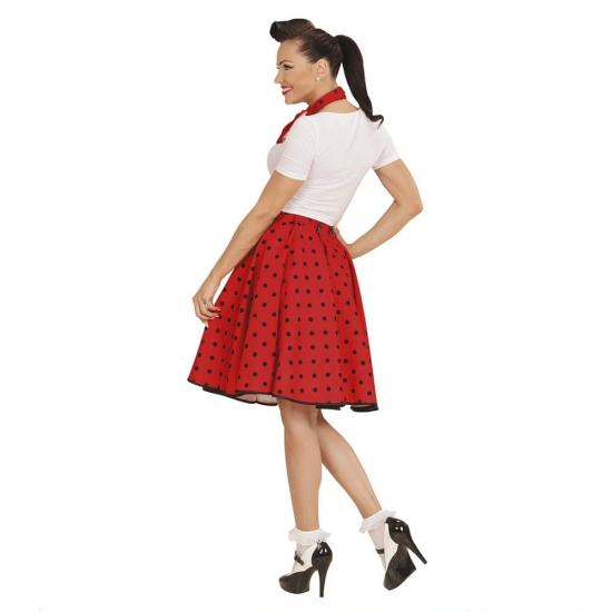 Falda de Lunares Roja de los años 50 con Pañuelo grease talla única