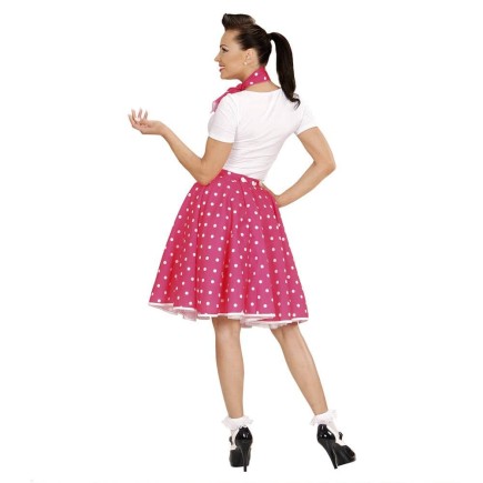 Falda Lunares Rosa de los años 50 con Pañuelo grease talla única