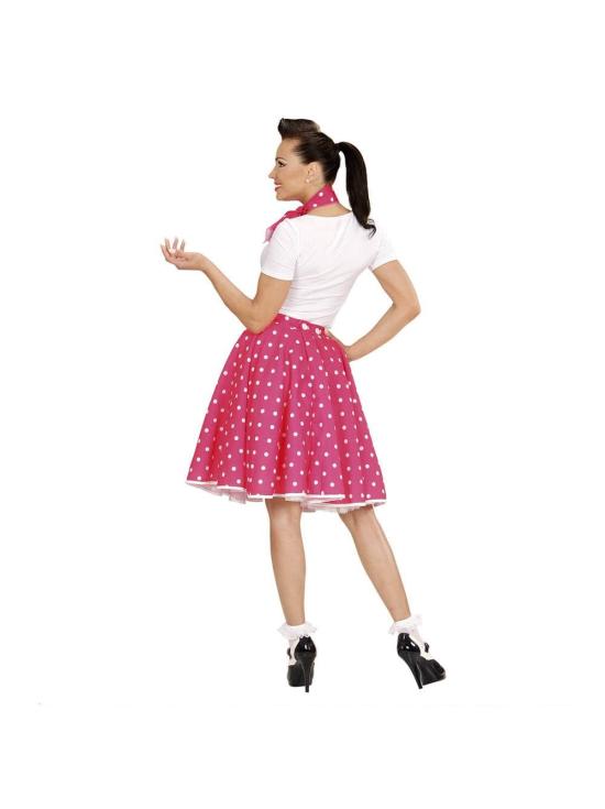 Falda Lunares Rosa de los años 50 con Pañuelo grease talla única