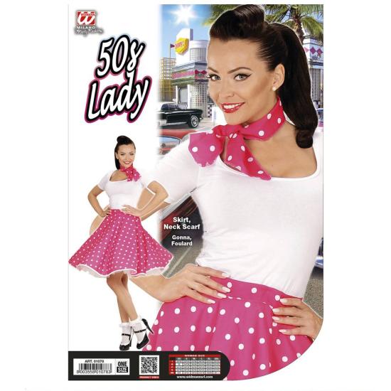 Falda Lunares Rosa de los años 50 con Pañuelo grease talla única >  Accesorios Textiles para Disfraces > Complementos para Disfraces > Faldas  para Disfraces